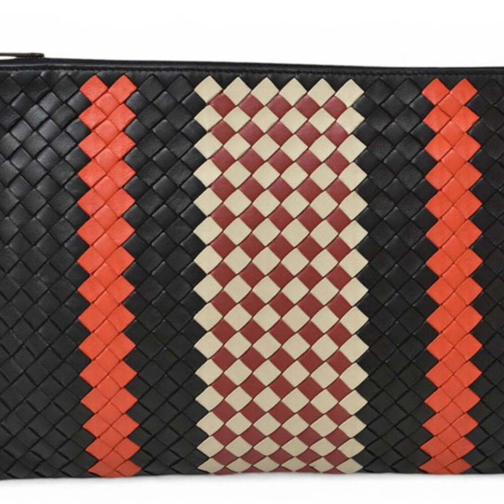 BOTTEGA VENETA Lambskin Leather Intrecciato Clutch Bag